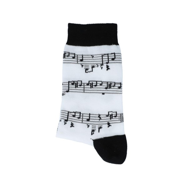 Socken mit schwarzer Notenlinie, Grundfarbe weiß, Noten, Musik-Socken