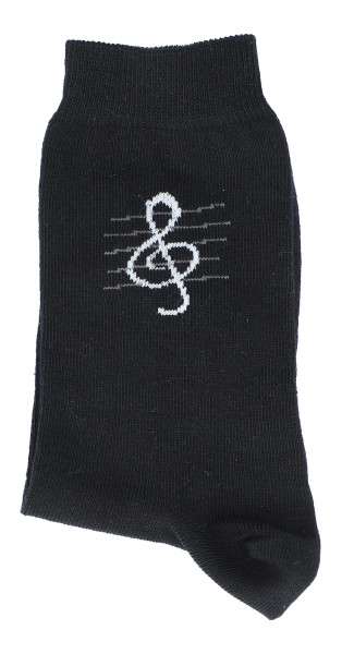 schwarze Socken mit eingewebtem Violinschlüssel
