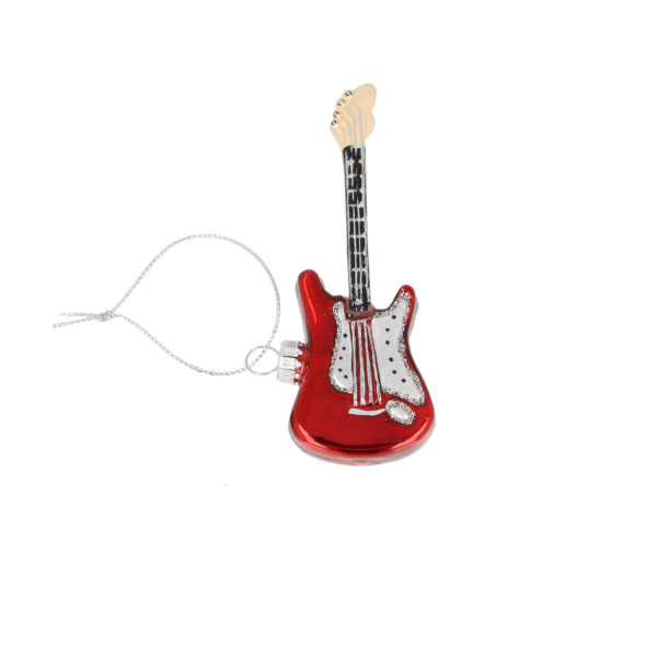 Glasornament Red Elektric Gitarre, mundgeblasen und handdekoriert