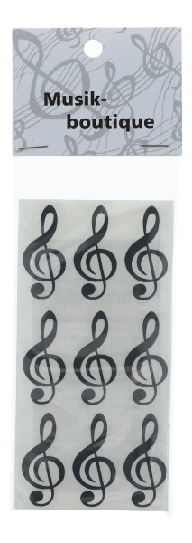 Violinschlüssel-Sticker, 1 Bogen mit 9 Stück in schwarz, gold oder silber