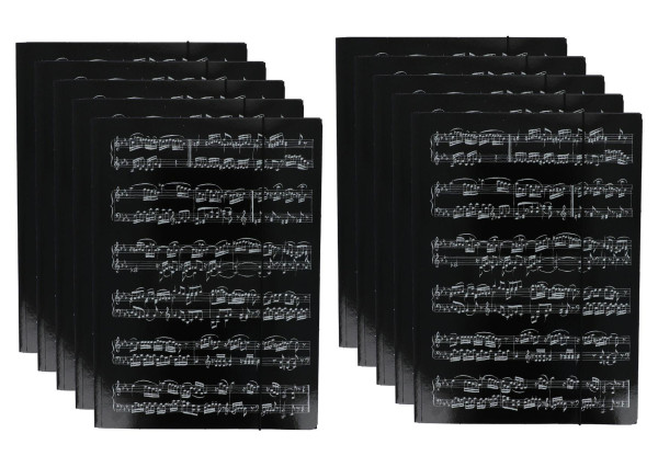 10 x schwarze Sammelmappe mit weißen Notenzeilen