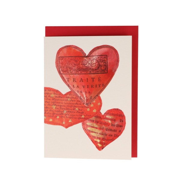 Doppelkarten, rotes Herz in verschiedenen Varianten